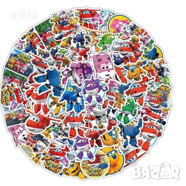 50 бр super wings самозалепващи лепенки стикери за украса декор картонена торта ръчна изработка, снимка 4 - Други - 44329836