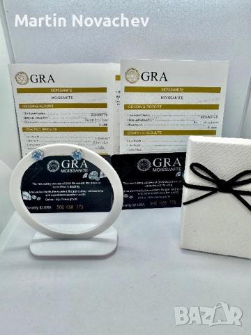 Сребърни обеци с мойсанит (Диамант) 1 карат, снимка 2 - Обеци - 51696202