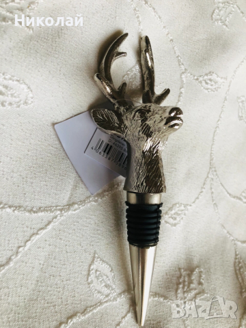 Метална тапа за бутилка, глава на елен Hirsh на немската марка Gilde, с етикет, перфектна за подарък, снимка 12 - Други стоки за дома - 53054021