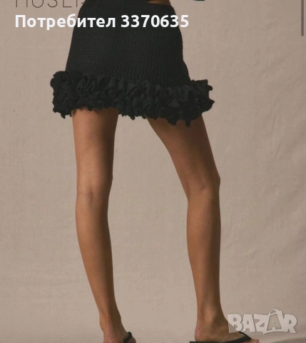 Дамска плетена черна пола с къдрици и ластик, снимка 3 - Поли - 51745174