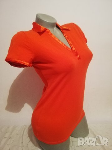  Червена блуза със сатенена яка Esprit р-р М , снимка 3 - Тениски - 31456586