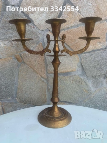 СВЕЩНИК МЕТАЛ БРОНЗ МЕСИНГ ТРОЙКА ОРНАМЕНТИ