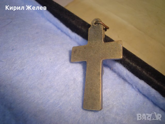 СТАРО БРОНЗОВО ПОСРЕБРЕНО РАЗПЯТИЕ КРЪСТЧЕ с ЕМАЙЛ-ЛАК 21238, снимка 4 - Антикварни и старинни предмети - 36903631