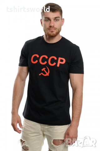 Нова черна мъжка тениска с трансферен печат СССР, Русия, снимка 7 - Тениски - 37673788