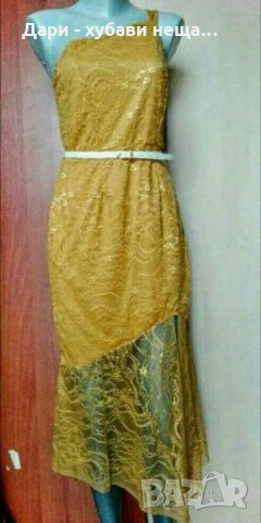 Дантелена рокля, цвят горчица🍀👗M р-р🍀👗арт.3059
