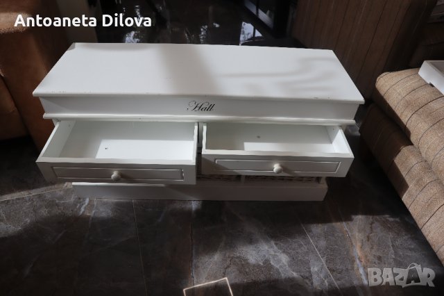 Бяла пейка с кошници и две чекмеджтета, снимка 5 - Шкафове - 42832310