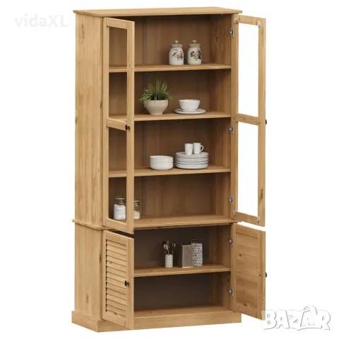 vidaXL Стъклен шкаф витрина VIGO 85x35x170 см бор масив, снимка 3 - Секции и витрини - 56147327