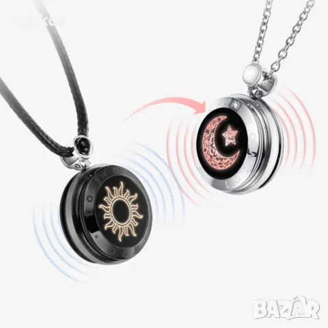 Комплект колиета Sun&Moon Touch с естествен ахат за двама