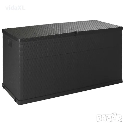 vidaXL Градински сандък за съхранение антрацит 120x56x63 см PP ратан（SKU: 43711）