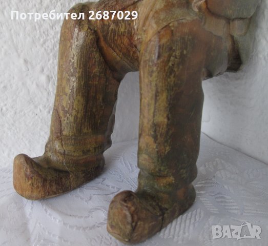 Хемингуей -  Дърворезба стара седнала фигура на мъж, снимка 9 - Статуетки - 29576746