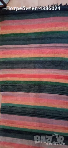 АНТИКВАРНА РЪЧНО ТЪКАНА ЧЕРГА ОТЛИЧНА 260/80, снимка 5 - Антикварни и старинни предмети - 49135749