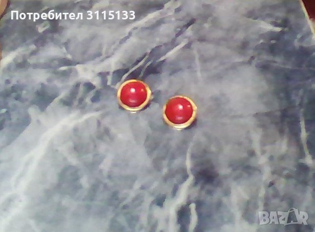 Кръгли обеци с клипс ,червени , снимка 2 - Обеци - 37850359