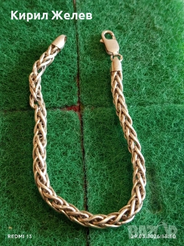 Масивна сребърна гривна плетка тип ЖИТЕН КЛАС перфектно състояние много красива 51782, снимка 5 - Гривни - 54014180