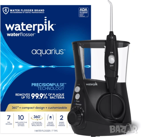 Зъбен душ Waterpik Aquarius Water Flosser, made in USA, 10 настройки, 7 накрайника