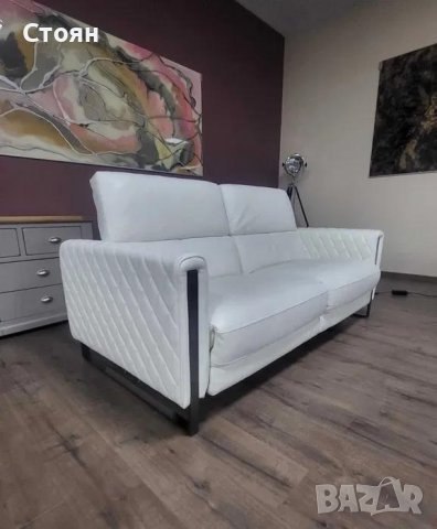 Бял кожен комплект дивани тройка и двойка с релаксиращ механизъм, снимка 7 - Дивани и мека мебел - 42422381