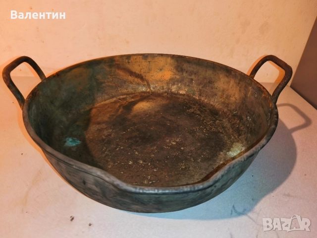 Медна тава с железни дръжки 17, снимка 2 - Антикварни и старинни предмети - 52539964