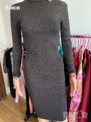 Черна рокля със златни нишки, снимка 10 - Рокли - 40819715