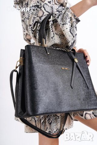 Черна дамска чанта за рамо Diardi, снимка 3 - Чанти - 44340618
