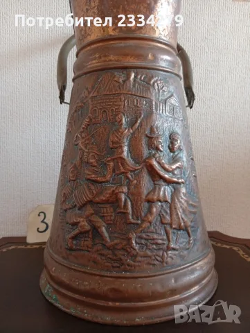 Стара медна лейка, кофи към камина и други, голяма медна ваза, снимка 10 - Антикварни и старинни предмети - 55383056