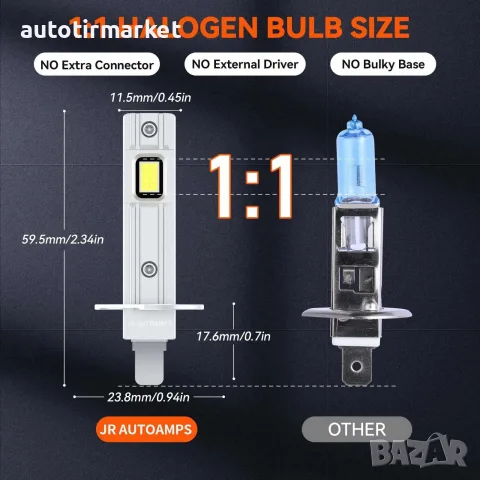 LED крушки H1 200W с вграден вентилатор – T122-H1, снимка 2 - Аксесоари и консумативи - 56054105