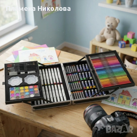 Арт куфар за деца – 132 части цветно вдъхновение, снимка 3 - Ученически пособия, канцеларски материали - 53901638