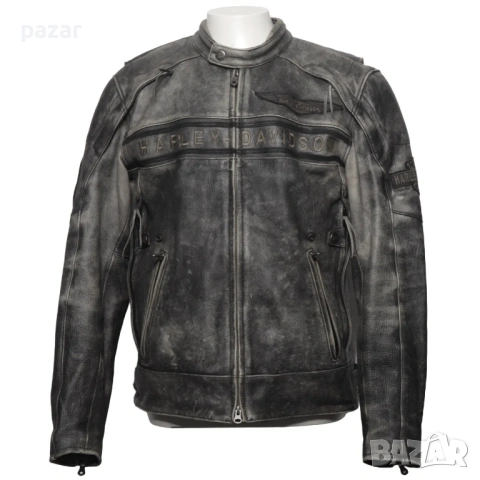Harley Davidson Spencer Оригинално Кожено Яке Износен Захабен Изцапан Ефект M, снимка 14 - Якета - 54152917