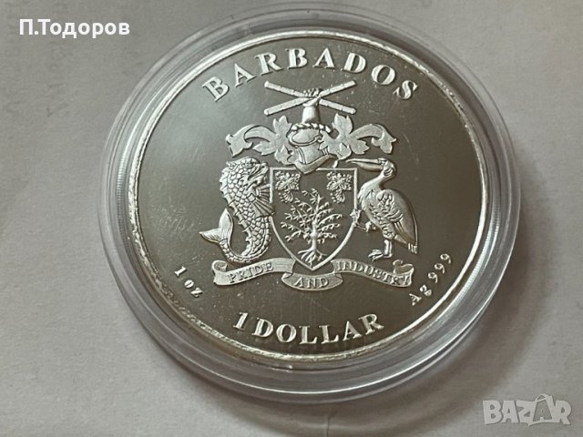 Сребро 1 oz Карибско морско конче - Барбадос 2021, снимка 4 - Нумизматика и бонистика - 40080944
