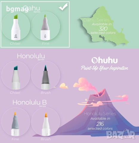 Ohuhu Oahu Art Markers Set-перманентни маркери, комплект 40 цвята, снимка 5 - Ученически пособия, канцеларски материали - 52183685