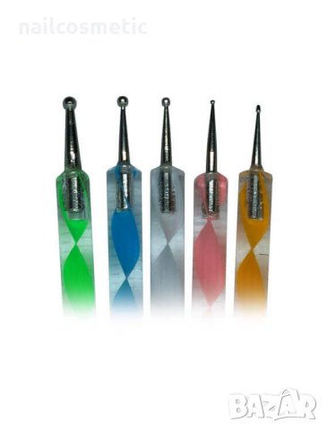 Комплект 5 инструмента за точки на маникюр с различна големина, снимка 4 - Продукти за маникюр - 9186689