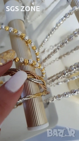 Нежна сребърна гривна от Италия с позлата и родиево покритие