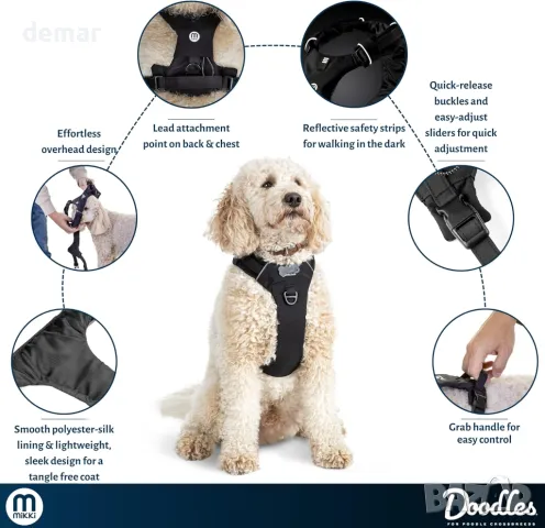 Нагръдник Mikki Doodles за кучета, регулируем, катарами с бързо освобождаване, Medium, снимка 4 - За кучета - 49586441