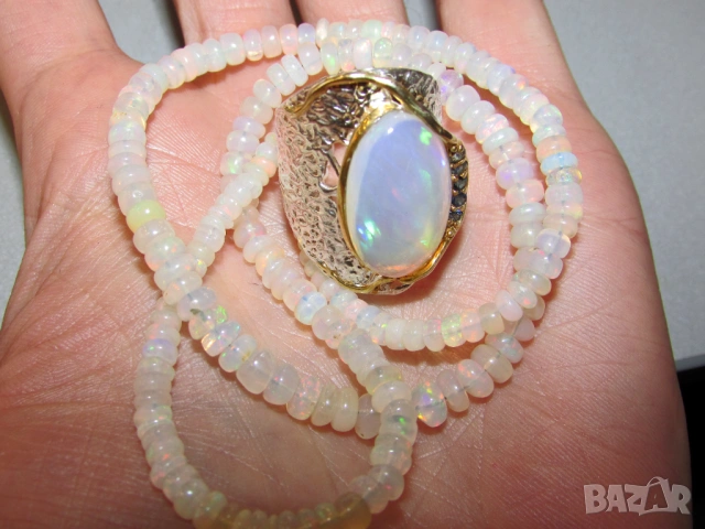 925 прекрасен сребърен пръстен с опал, снимка 5 - Пръстени - 54039677