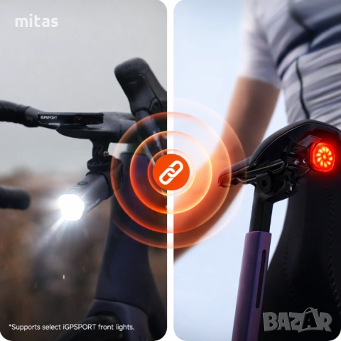 Задна SMART LED стоп светлина за велосипед IGPSPORT TL50, USB-C, IPX7, Bluetooth, снимка 11 - Аксесоари за велосипеди - 54165440