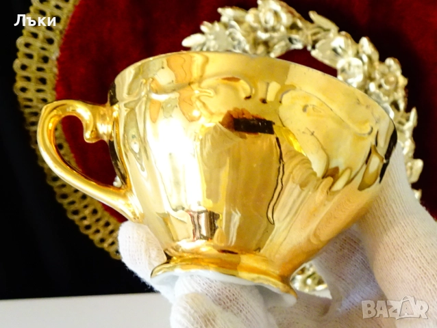 Чаша с чиния баварски порцелан,злато,картина на Фрагонар. , снимка 6 - Антикварни и старинни предмети - 52267579