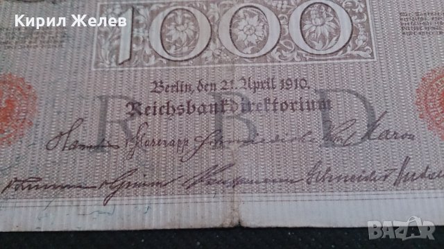 Банкнота 1000 райх марки 1910год. - 14714, снимка 2 - Нумизматика и бонистика - 29089380
