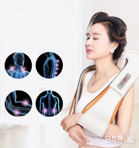 Шиацу 4D масажор за врат, гръб, плешки и рамене с функция затопляне , снимка 12 - Масажори - 52586522