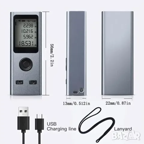 мини лазерна рулетка 50 м., снимка 3 - Измервателни инструменти - 47570475