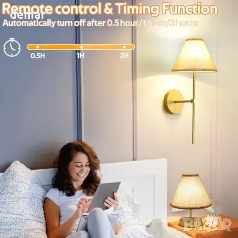 Смарт LED аплици 2 бр. акумулаторни с дистанционно, RGB, снимка 4 - Лампи за стена - 55849756