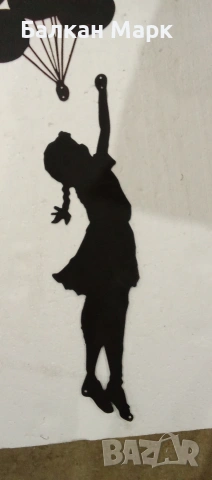 Метална фигура за стена – „Момиче с балони“-декорация, снимка 3 - Декорация за дома - 53248004