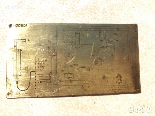 Бронзова табелка на първи български полеви телефон