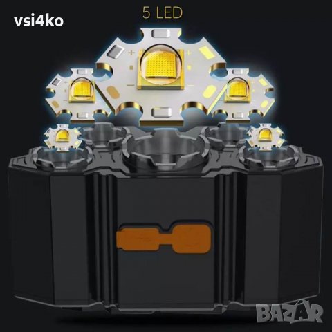 LED челник с 5 светодиода, снимка 5 - Екипировка - 39330290