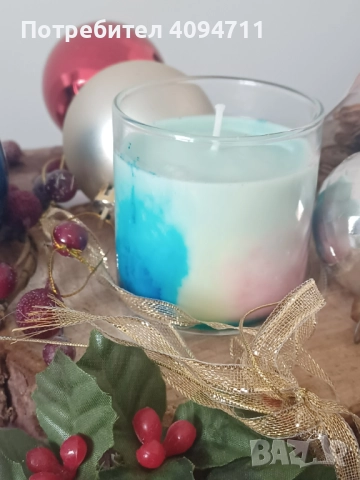 Декоративна свещ със соев восък и аромат на цветя/роза и жожоба/, снимка 4 - Декорация за дома - 52464619