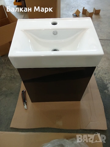 Комплект Шкаф за баня + Мивка Tiny 45 см – Антрацит , снимка 3 - Шкафове - 54156461