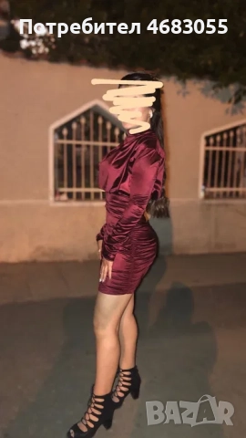 Къса сатенена рокля в бордо, снимка 2 - Рокли - 52796040