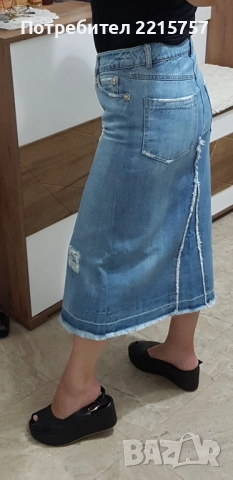 Пола сива от тюл и дълга дънкова пола., снимка 10 - Поли - 46378331