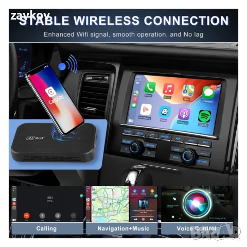 PODOFO 3-в-1 безжичен адаптер за Carplay с Android 10, снимка 3 - Аксесоари и консумативи - 47698243