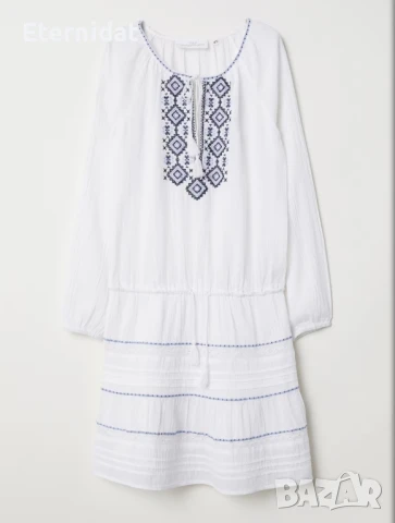 Бяла рокля с бродерии H&M , снимка 12 - Рокли - 51291172