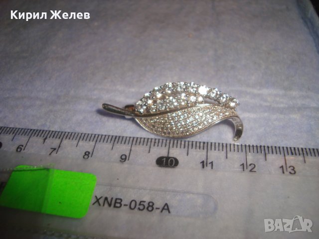 ПРЕКРАСНА СКЪПОЦЕННА СРЕБЪРНА БЕЛ ЕПОК ЛИСТОВИДА АРТ БРОШКА БИЖУ СРЕБРО 925 с БЯЛА ПОЗЛАТА 28779, снимка 6 - Други - 37300608