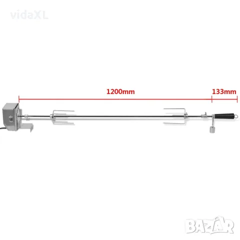 vidaXL BBQ шиш с професионален мотор, стоманен, 1200 мм, снимка 6 - Барбекюта - 56147528