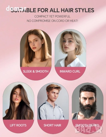 LANDOT Мини нагреваема четка за изправяне на коса с отрицателни йони, снимка 6 - Преси за коса - 51755188